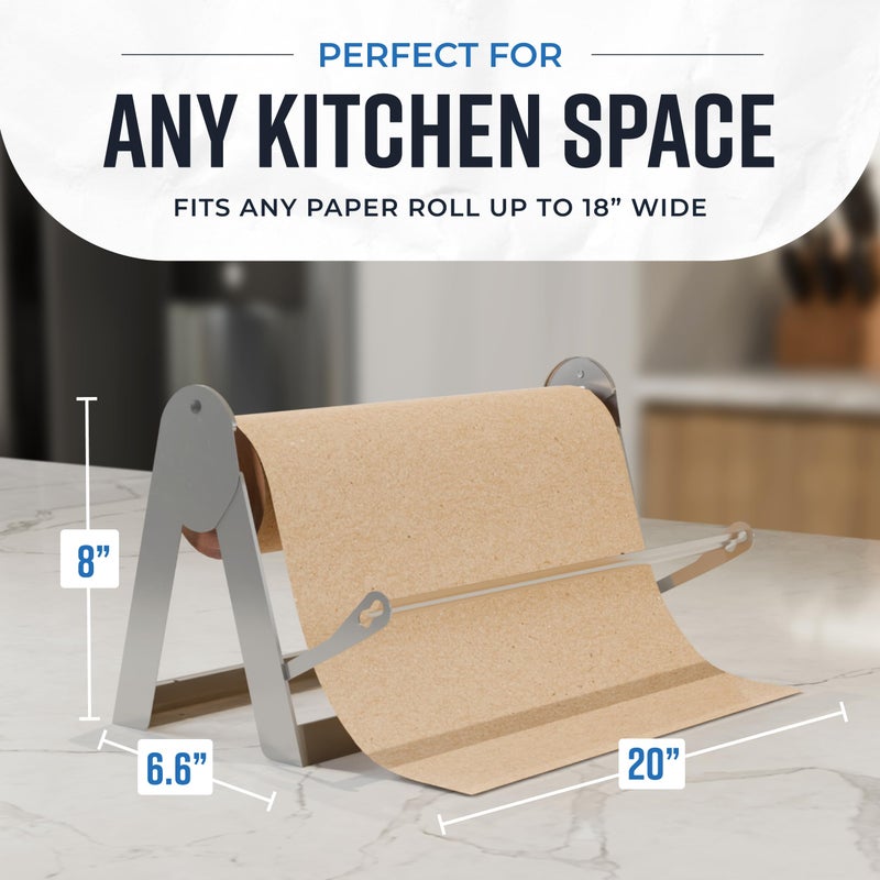 Bryco Goods - 18 Inches All Paper Roll Dispenser and Cutter Made of Heavy-Duty Steel Frame & Sharp Blade. Holds, Dispenses & Cuts. Wall Mountable & Non-Slip Tabletop. Ideal Butcher Paper Dispenser - Image 3